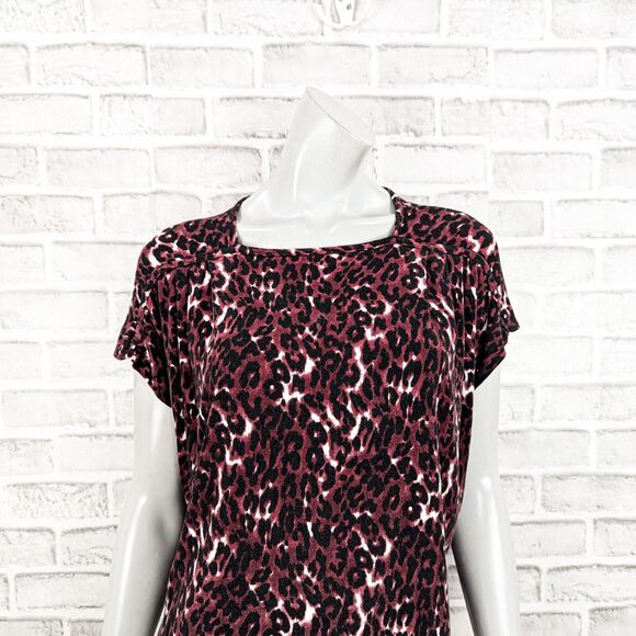 ST. JOHN Women's Short Sleeve Leopard Print Blouse size Medium - Picture 6 of 7